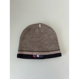 Unisex winter hat grey beanie USA logo